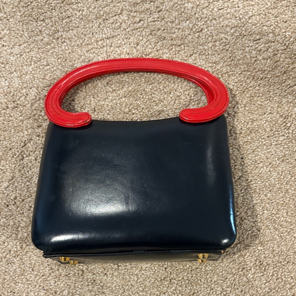 Elegant Navy and Red Handbag